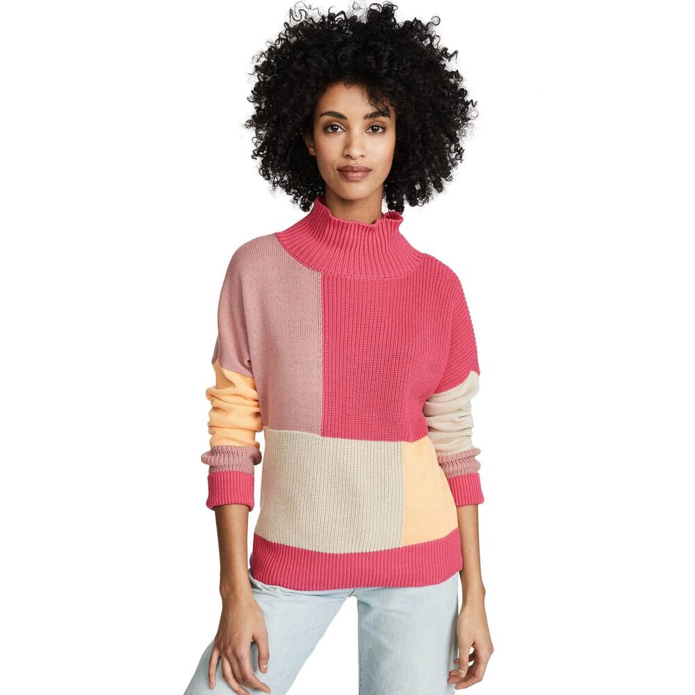 525 America Colorblock Sweater Tango Orange Size Medium New